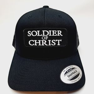 Soldier of Christ Embroidered Patch Curved bill Trucker Mesh Snapback Cap